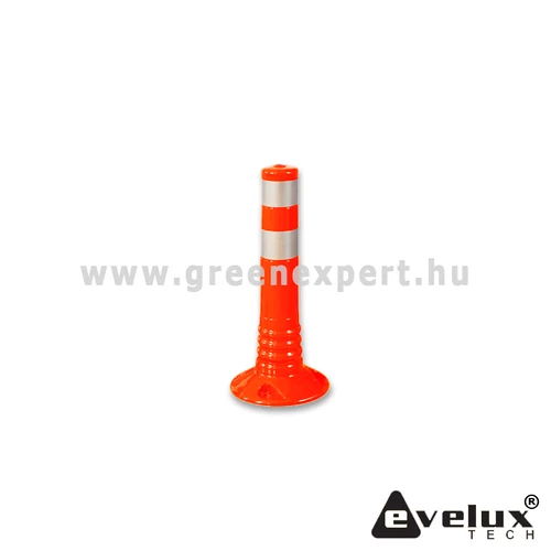 45 cm magas, flexibilis, narancssárga poller, fehér fényvisszaverőkkel.
